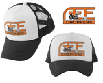 AEE CHOPPERS White Black Curved Brim Trucker Hat