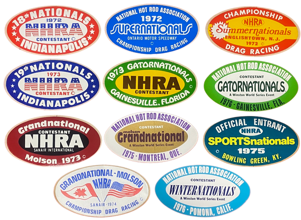 NHRA CONTESTANT Window Decal Lot 1972-1976 RARE