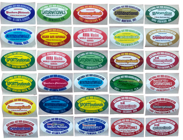 NHRA CONTESTANT Window Decal Lot (30 Different) 1981-1987 NOS