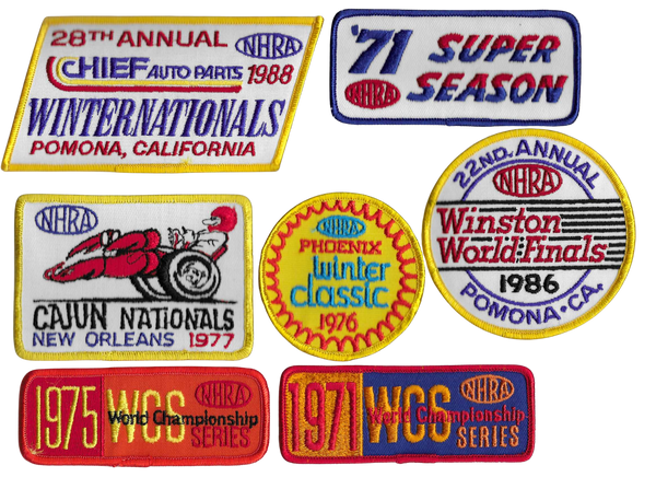 NHRA 1971-1988 EVENT PATCHES (x7) World Finals Cajun Nationals Winter Classic