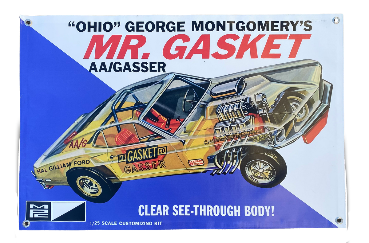 OHIO GEORGE Mr. Gasket See-Thru Mustang Model Box Shop Garage Banner ...