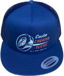 CALSER CHEATER SLICKS Navy Flat Brim Trucker Hat