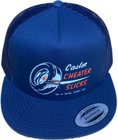 CALSER CHEATER SLICKS Navy Flat Brim Trucker Hat