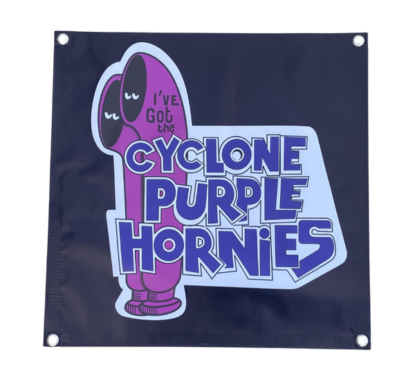 CYCLONE HEADERS PURPLE HORNIES Banner