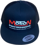MOTION PERFORMANCE Baldwin NY Black Flat Brim Trucker Hat