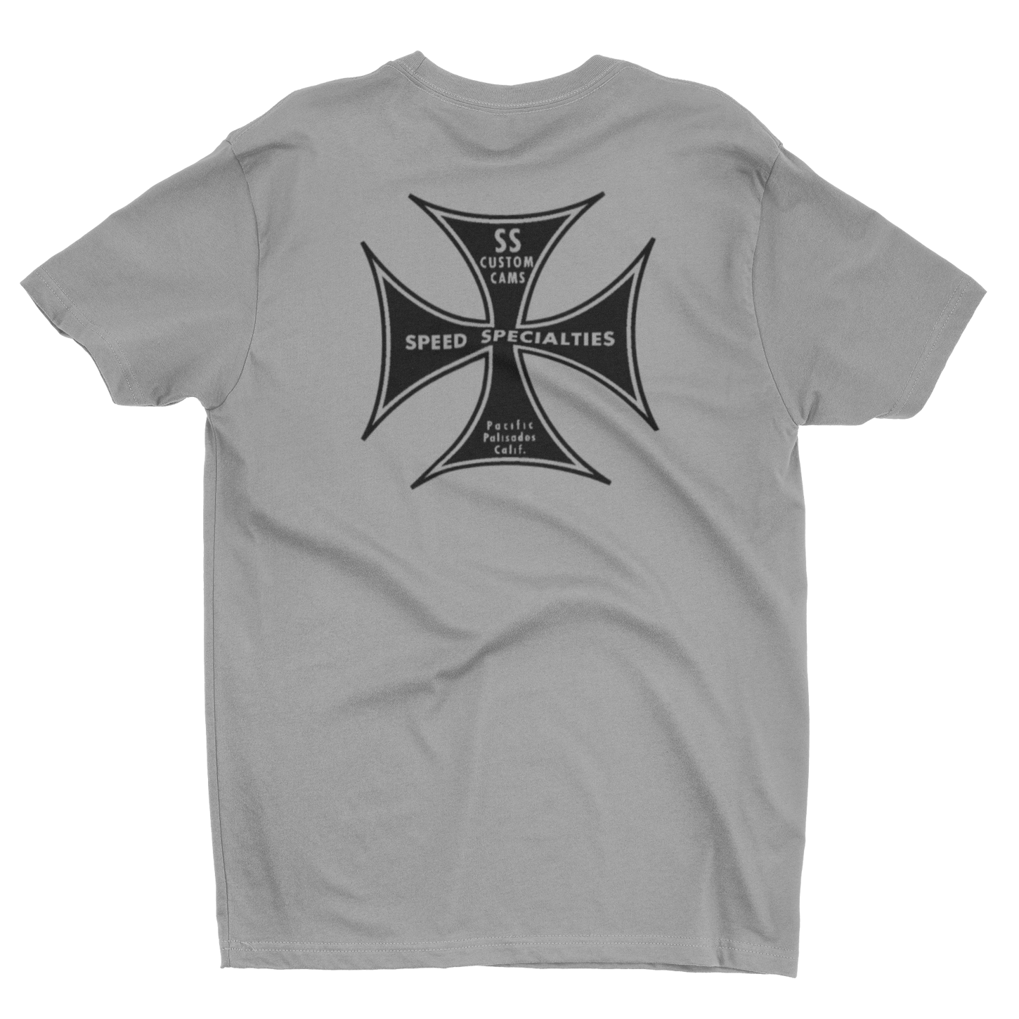 SPEED SPECIALTIES Custom Cams Maltese Cross Logo Gray T-Shirt