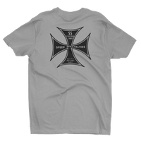 SPEED SPECIALTIES Custom Cams Maltese Cross Logo Gray T-Shirt