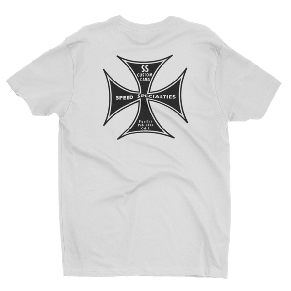 SPEED SPECIALTIES Custom Cams Maltese Cross Logo White T-Shirt