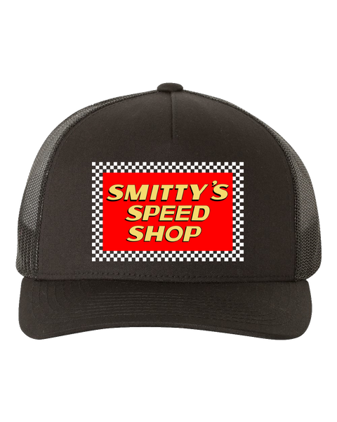 SMITTY'S SPEED SHOP Hollywood Knights Black Curved Brim Trucker Hat