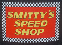 SMITTY'S SPEED SHOP Hollywood Knights Black White Flat Brim Trucker Hat