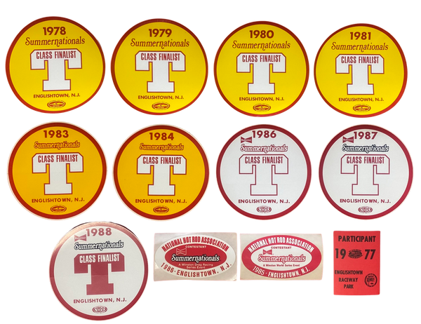 NHRA ENGLISHTOWN SUMMERNATIONALS Decal Lot 1977 to 1988