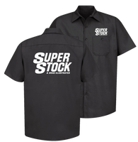 SUPER STOCK Magazine & Drag Illustrated Black Button Down Shop Shirt