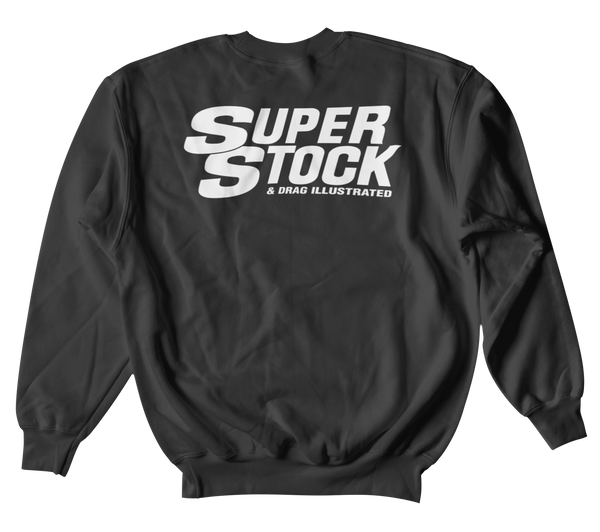 SUPER STOCK Magazine & Drag Illustrated Black Crew Sweatshirt Pullover