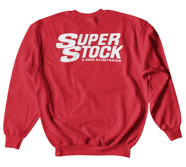 SUPER STOCK Magazine & Drag Illustrated Red Crew Sweatshirt Pullover