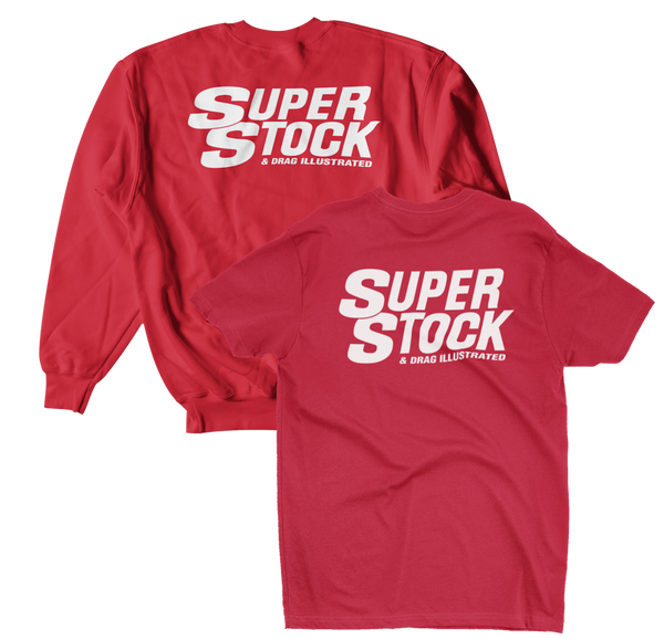 SUPER STOCK & Drag Illustrated Red Holiday Tee/Crew Sweatshirt Bundle Combo