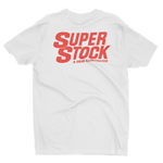 SUPER STOCK & DRAG Illustrated Magazine White Tee Red Print