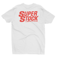 SUPER STOCK & DRAG Illustrated Magazine White Tee Red Print