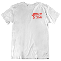 SUPER STOCK & DRAG Illustrated Magazine White Tee Red Print
