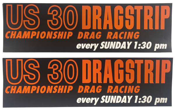 US30 DRAGSTRIP Indiana Bumper Sticker Decal Pair (x2)