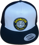 M&H Racemaster Tire Co. White/Black Flat Brim Trucker Hat