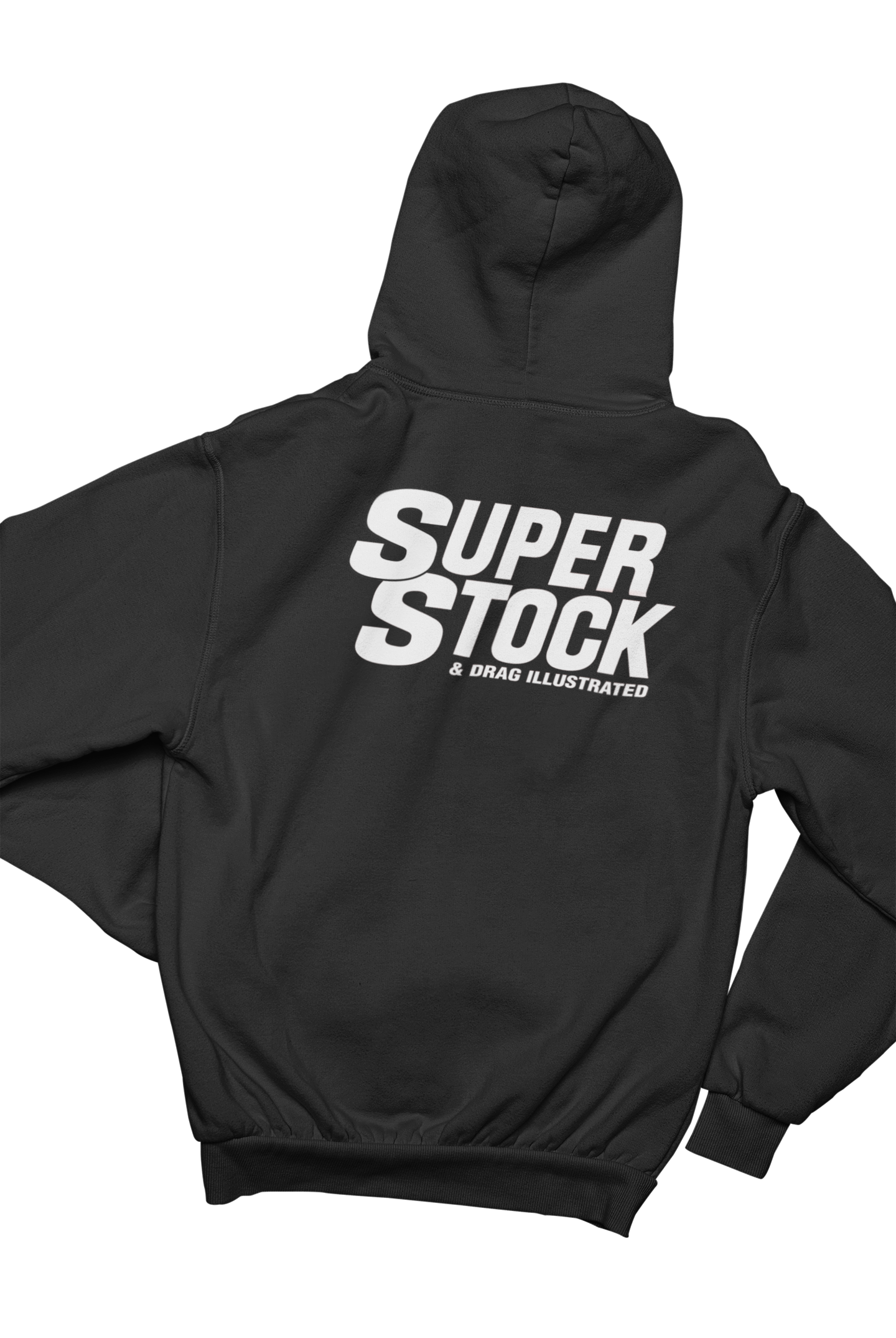 SUPER STOCK Magazine & Drag Illustrated Black White Logo Hoodie 