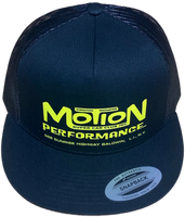 MOTION PERFORMANCE Baldwin NY Black Flat Brim Trucker Hat