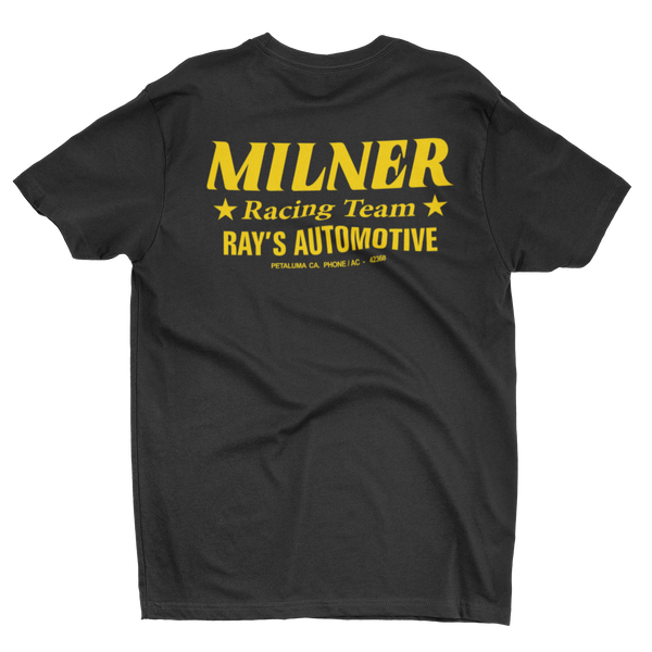 MILNER RACING TEAM Black Tee American Graffiti Yellow Ink