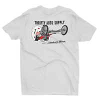 THRIFTY AUTO SUPPLY Spokane WA Dragster Logo White T-Shirt