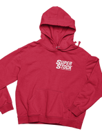 SUPER STOCK Magazine & Drag Illustrated Red White Logo Hoodie Sweatshirt Pullover