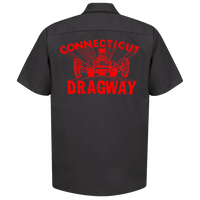 CT DRAGWAY Connecticut 1960's Dragster Logo Button Down Shop Shirt Black