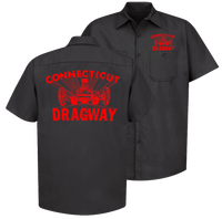 CT DRAGWAY Connecticut 1960's Dragster Logo Button Down Shop Shirt Black