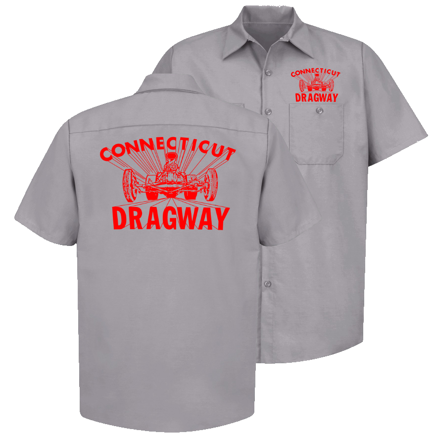 CT DRAGWAY Connecticut Dragster Logo Button Down Work Shirt