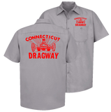CT DRAGWAY Connecticut Dragster Logo Button Down Work Shirt Gray
