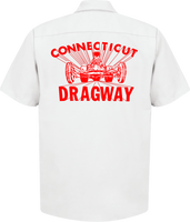 CT DRAGWAY Connecticut Dragster Logo Button Down Shop Shirt White