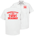 CT DRAGWAY Connecticut Dragster Logo Button Down Shop Shirt White