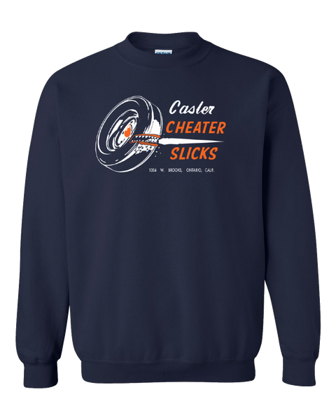 CASLER CHEATER SLICKS Navy Crew Sweatshirt Pullover