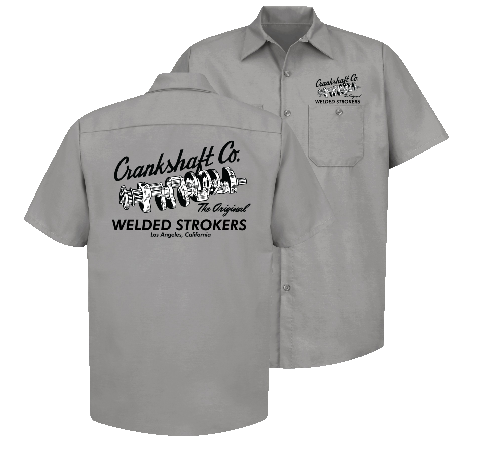 CRANKSHAFT CO. Welded Strokers Gray Button Down Shop Shirt – Merchants of  Speed
