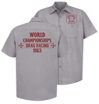 GREEN VALLEY RACEWAY 1963 Championship Gray Button Down Shop Shirt