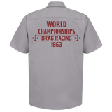 GREEN VALLEY RACEWAY 1963 Championship Gray Button Down Shop Shirt