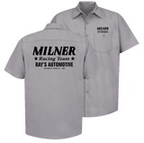 MILNER RACING TEAM Gray Button Down Shop Shirt