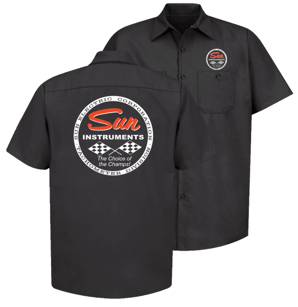 SUN INSTRUMENTS Tachometer Black Button Down Shop Shirt