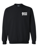 SUPER STOCK Magazine & Drag Illustrated Black Crew Sweatshirt