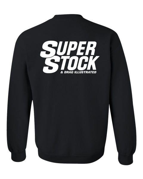 SUPER STOCK Magazine & Drag Illustrated Black Crew Sweatshirt