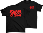 SUPER STOCK & DRAG Illustrated Magazine Black Tee Red Print