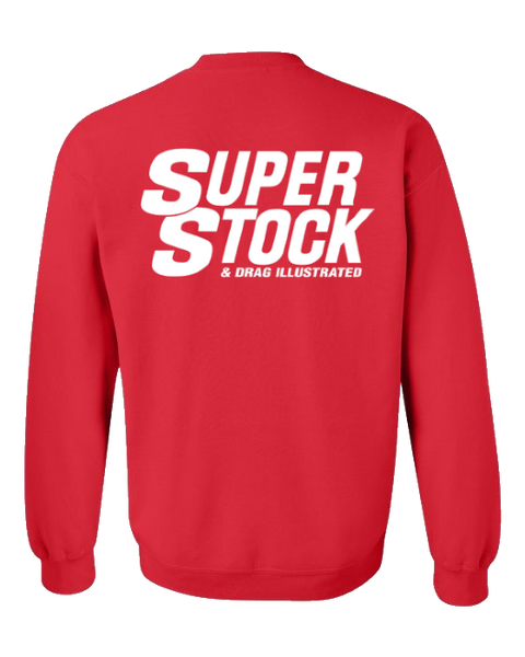 SUPER STOCK Magazine & Drag Illustrated Red Crew Sweatshirt