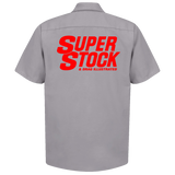 SUPER STOCK Magazine & Drag Illustrated Gray Shop Shirt Red Print
