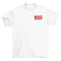 SUPER STOCK & DRAG Illustrated Magazine White Tee Red Print