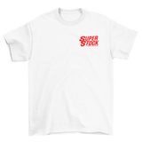 SUPER STOCK & DRAG Illustrated Magazine White Tee Red Print