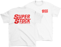 SUPER STOCK & DRAG Illustrated Magazine White Tee Red Print