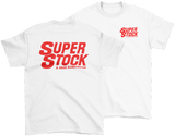 SUPER STOCK & DRAG Illustrated Magazine White Tee Red Print